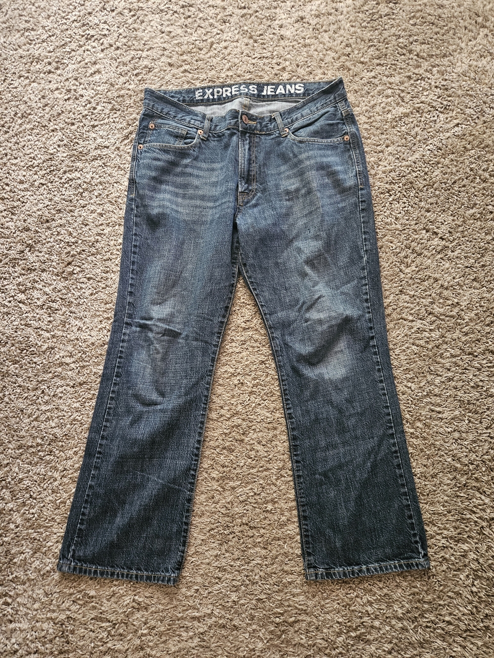 Express Kingston Men's Bootcut Dark Blue Denim Jeans Size 36×30
